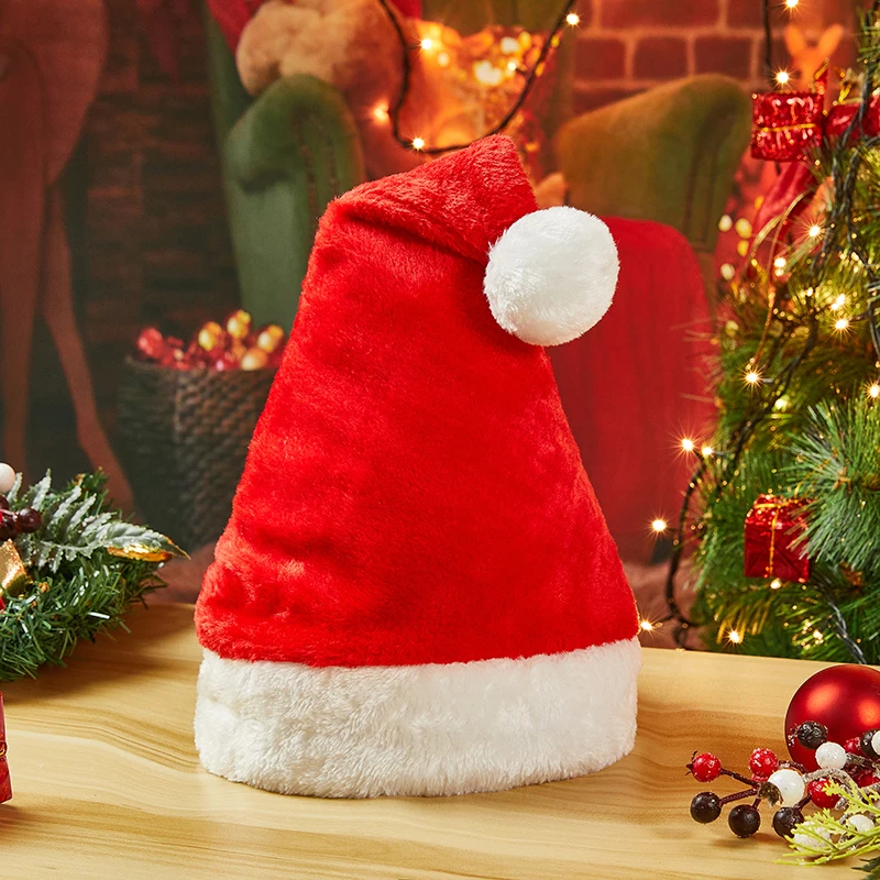 Christmas Santa Hat for Adults Velvet Comfort Christmas Hats Extra Thicken Classic Fur New Year Festive Holiday Party Supplies