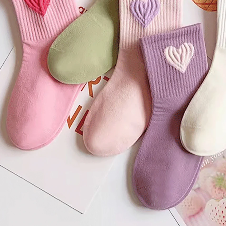 Girls Heart Socks Set 5