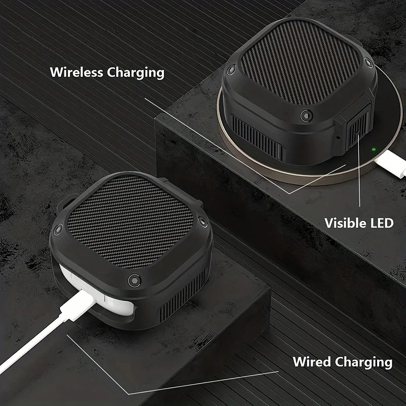 Enhanced Shockproof Protective Earbud Case with Hook - Sturdy Armor Cover