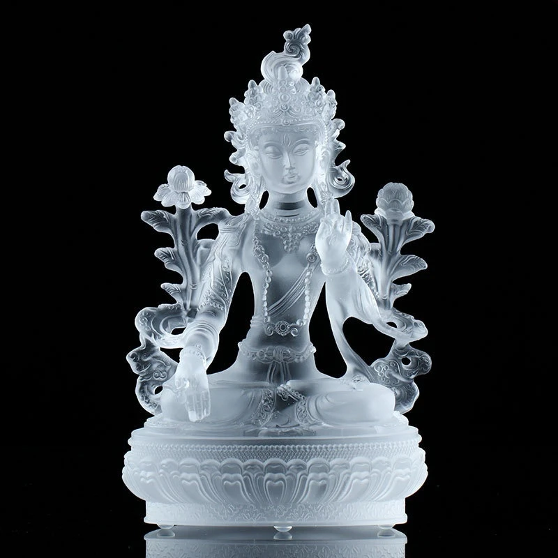 

White Tara Buddha Statue Coloured Glaze 24k Gold Safe Fortune Healthy Good Luck Geomancy Decoration Home Accessories Feng Shui