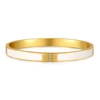 Fashion Black White Enamel Stainless Steel Opening Bangle For Women No Fade Color Bracelet Bangles Friendship Jewelry Gifts 2