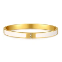 Fashion Black White Enamel Stainless Steel Opening Bangle For Women No Fade Color Bracelet Bangles Friendship Jewelry Gifts 2
