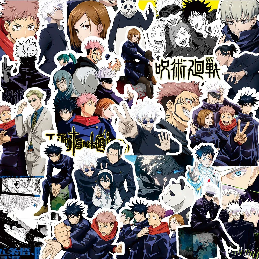 Cartoon Stickers Jujutsu Kaisen Stickers DIY Laptop Skateboard Kids Cool Sticker Itadori Yuji Satoru Gojo Anime Decal Toys 10/30/80pcs