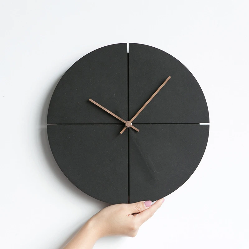 

1Pcs Wooden Wall Clock Nordic Minimalist Living Room Kitchen Personality Household Black Mute Wall Clock Home Decoration