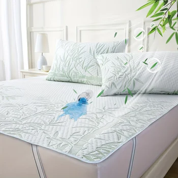 Housse de matelas imperméable et rafraîchissante en Fiber de bambou, avec bande élastique, matelas respirant pour lit simple ou Double, 1 pièce 1