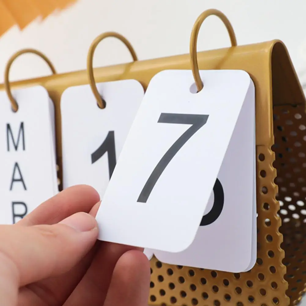 Desk Calendar Multi-purpose Page Turning Circle Binder Firmly Placed Decorative Daily Schedule Iron Art Flipping Calendar Deskto