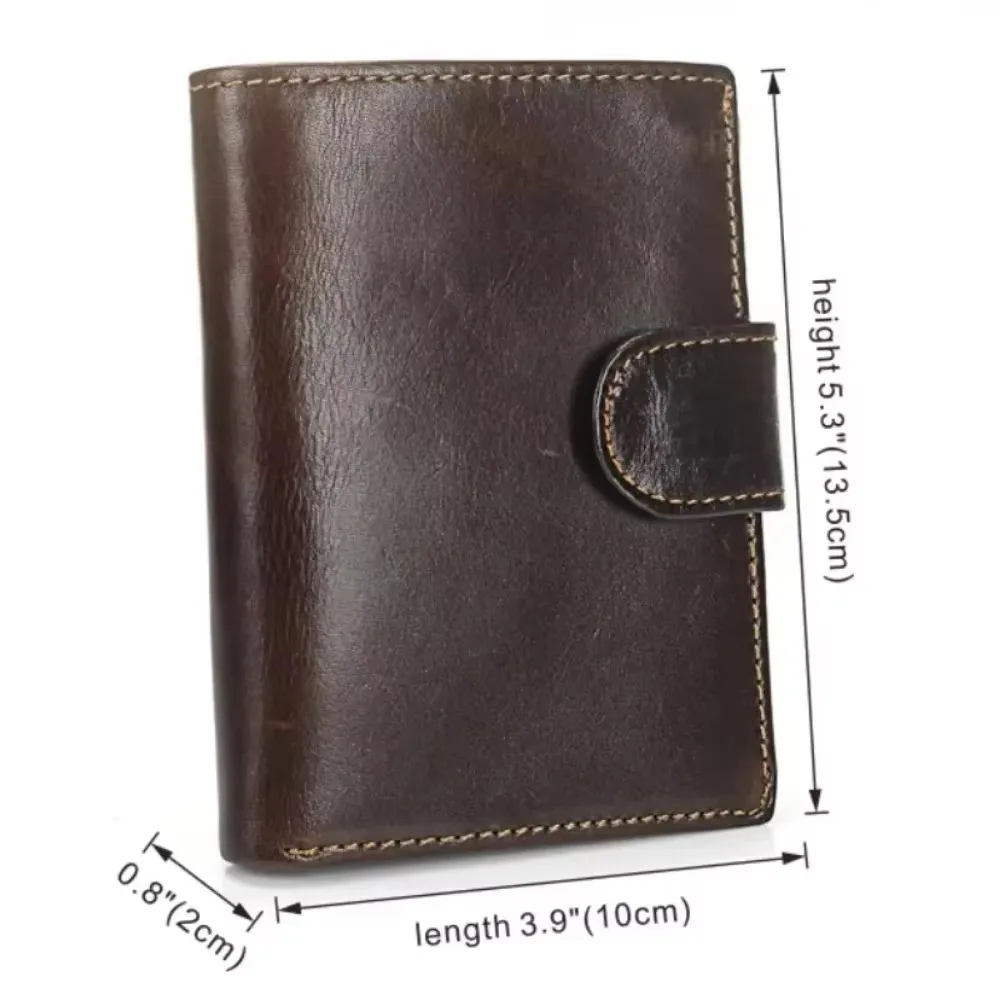 High Quality Genuine Leather Card Wallet Men Women RFID Genuine Leather Short Wallet Multi Cards Slots Button Man Purse
