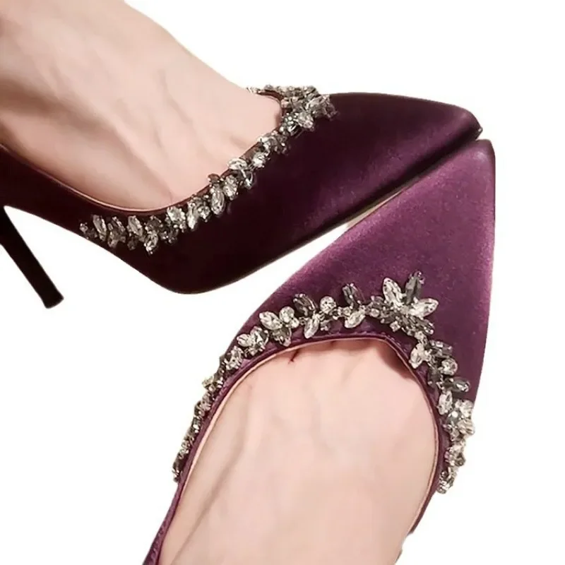 Hot Sale Classics Women's High Heel Pointed Shoes Nude Patent Leather Wedding Heels Ladies Pump 2025 Spring New Woman Shoes 5