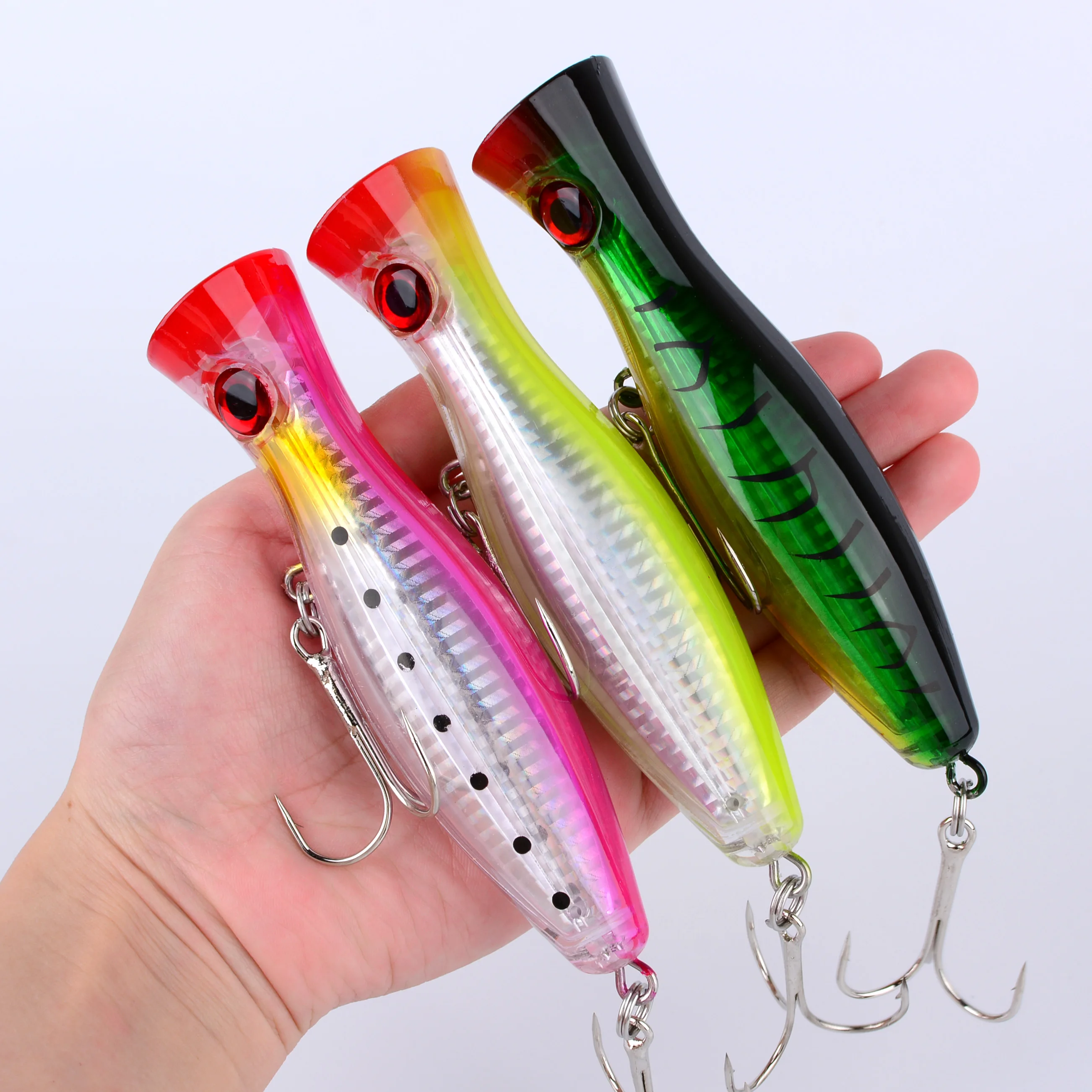 Enhanced Fishing Popper Lure for Saltwater and Freshwater Surface Casting
