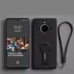 Shockproof Silicone Phone Case with Holder and Lanyard for Realme11 ProPlus (Black)