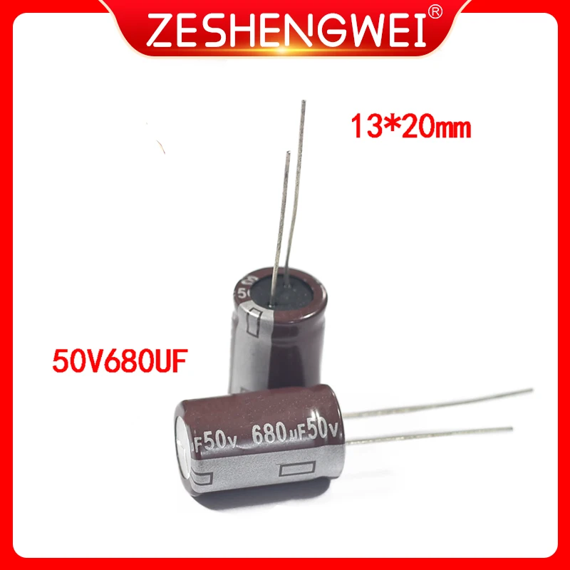 

10 шт., алюминиевый электролитический конденсатор, 50 в, 680 мкФ, 680 мкФ, 50 в, 13 х20 мм, размер нового электролитического конденсатора: 13x20