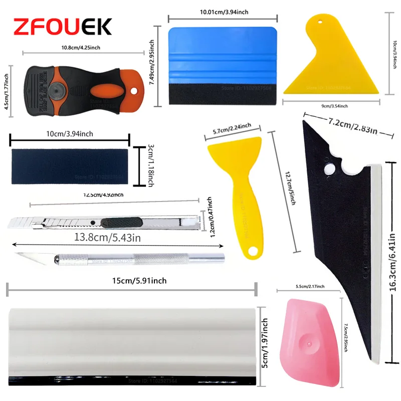 ZFOUEK Carbon Fiber Car Tools Vinyl Wrap Film Sticker Wrapping Auto Window Tint Foil Stick Squeegee Razor Scraper 19/31Pcs car wrapping tools,window tinting squeegee,vinyl squeegee,window tint squeegee,automotive film tools
