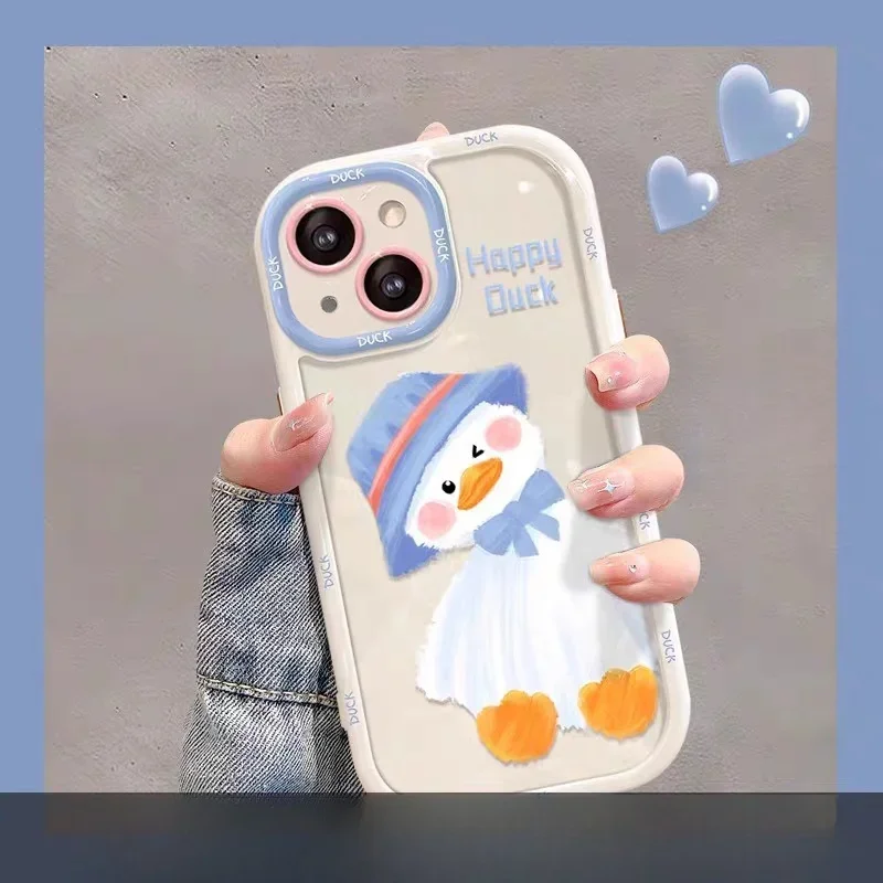 Charming Duck and Cat Flower Design Phone Case