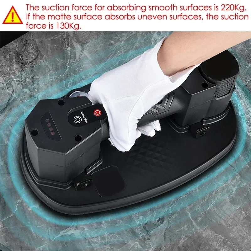 Electric Vacuum Suction Cup 220KG Load with Pressure Gauge Air Pump Glass Tile Lifter Powerful Suckers with 1500mAh Battery