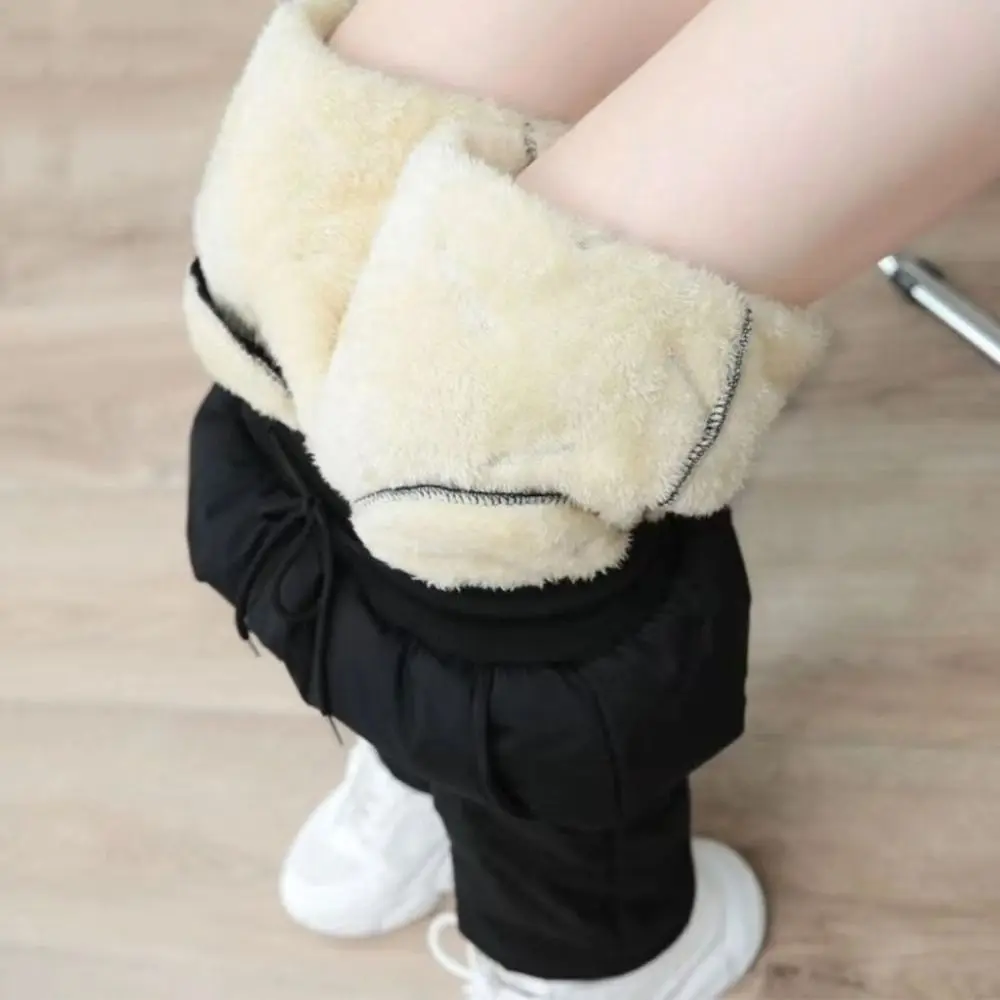 Windproof Plus Fleece Cotton Pants High Waist Thickened Thermal Pants Straight Leg Bootcut Fleece Pants Fashion Wear