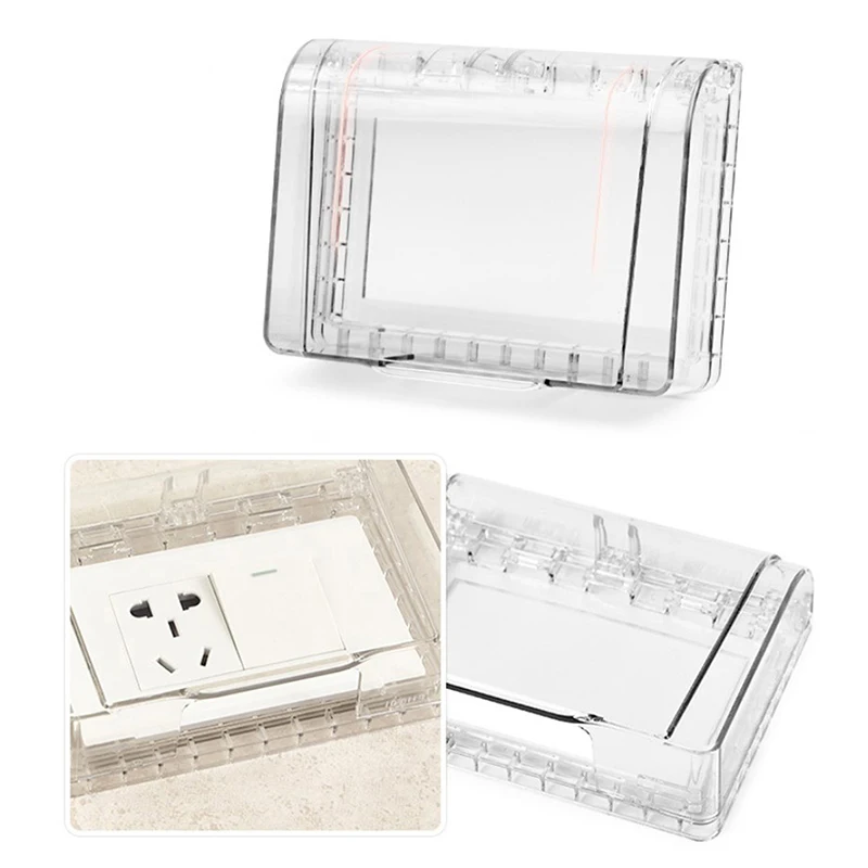Self Adhesive Waterproof Electric Plug Cover Splash Box Sockets Switch Protection Box 1PC