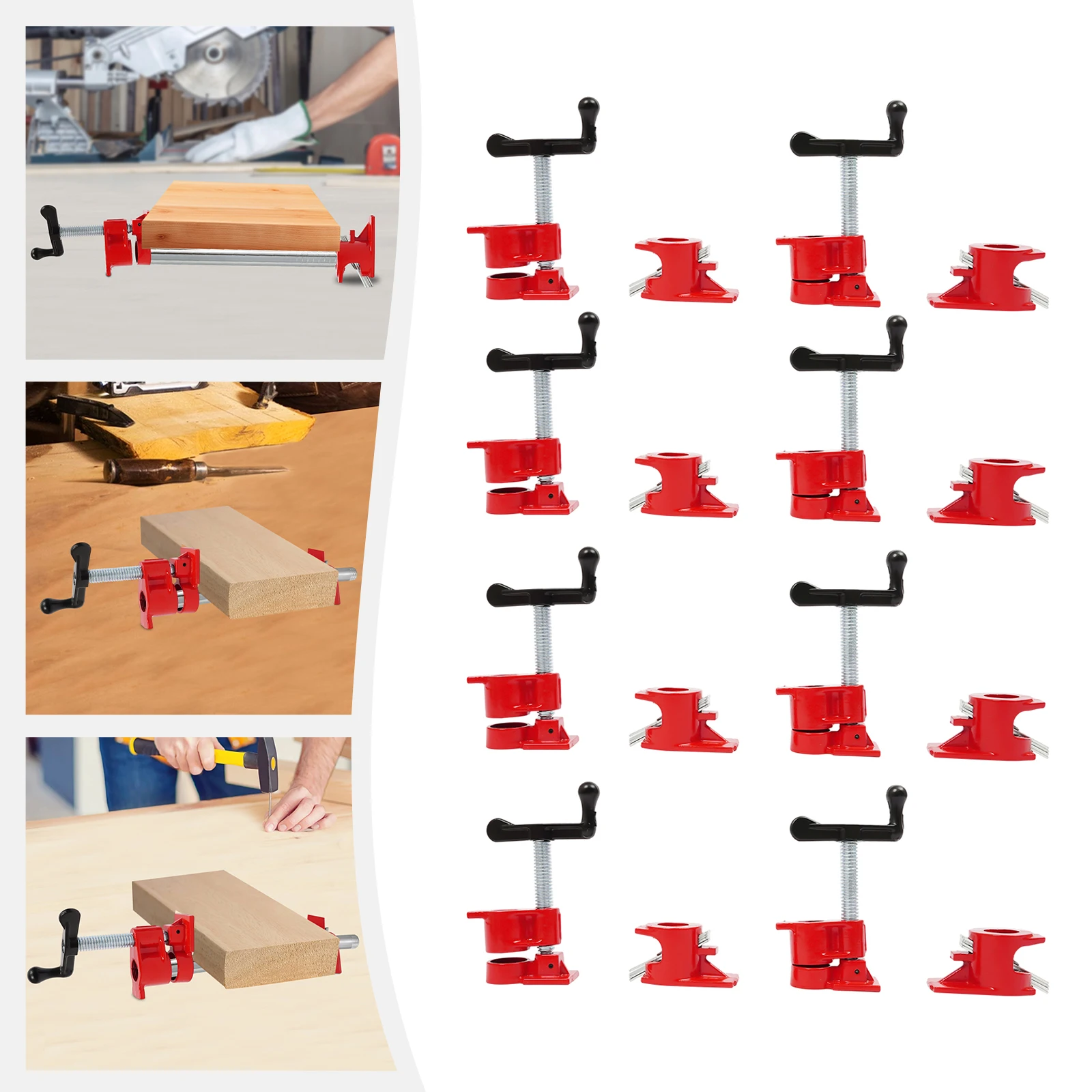 8PCS Wood Gluing Pipe Clamp Set Woodworking Clamping Tool for 3/4 Inch Threaded Pipes