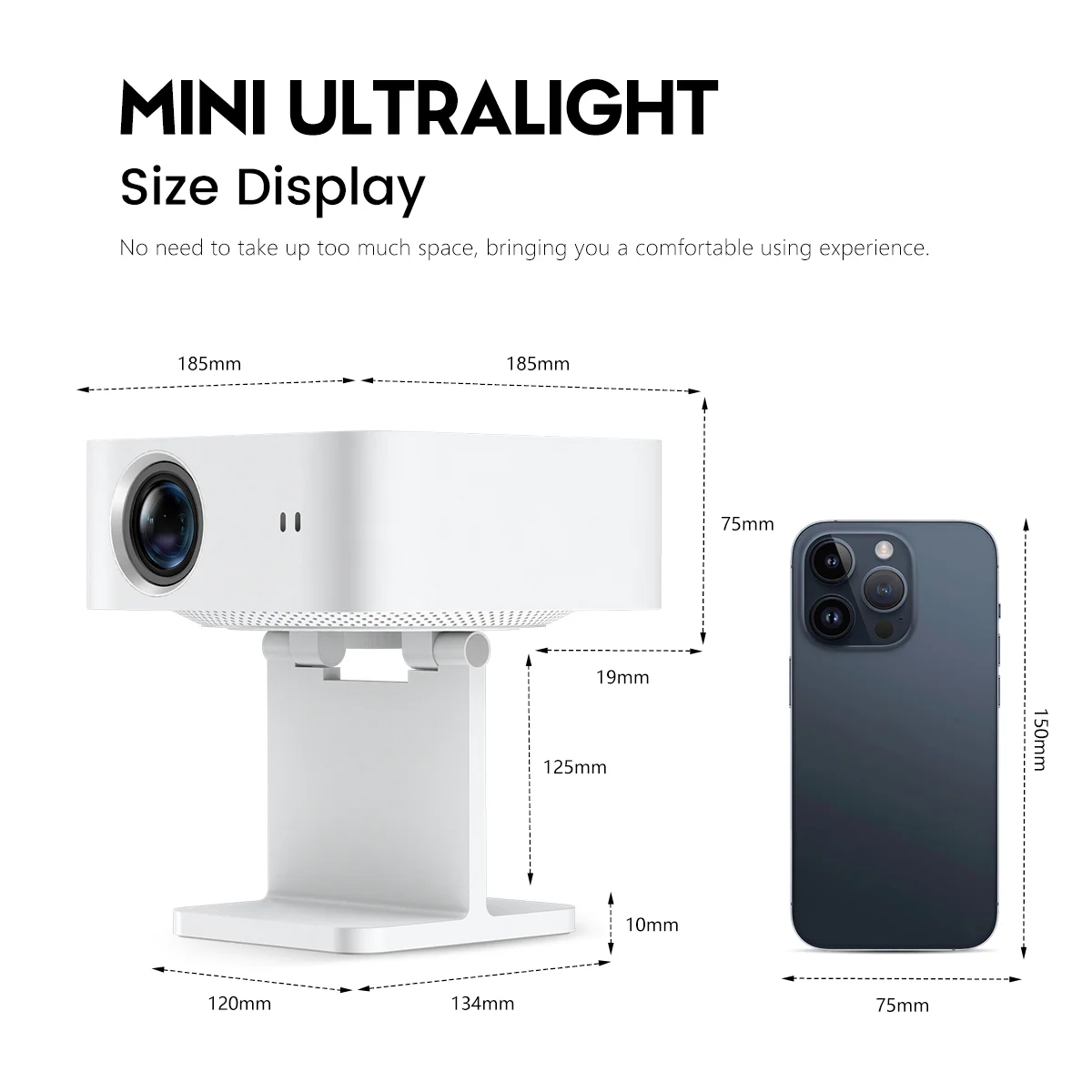 HD 380 Lumens 1080P Projector Native Dual Core CPU WiFi BT5.0 Indoor Outdoor Cinema Android IOS Dual System Upgraded Projector