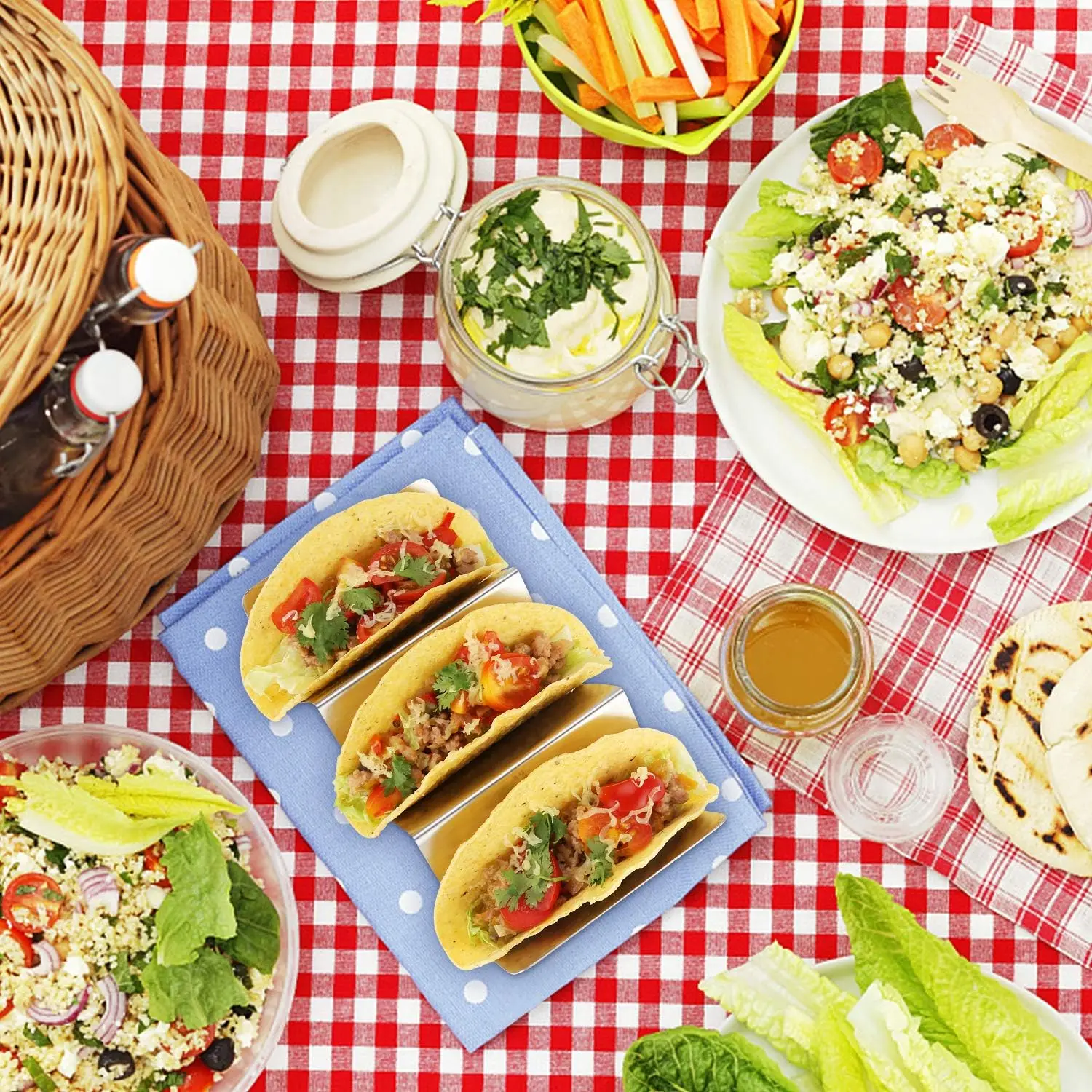 Supporto Per Taco In Acciaio Inox - Griglia Per 3 Taco, Ideale Per Feste, BBQ, Cucina, Lavastoviglie Safe - Foto 4