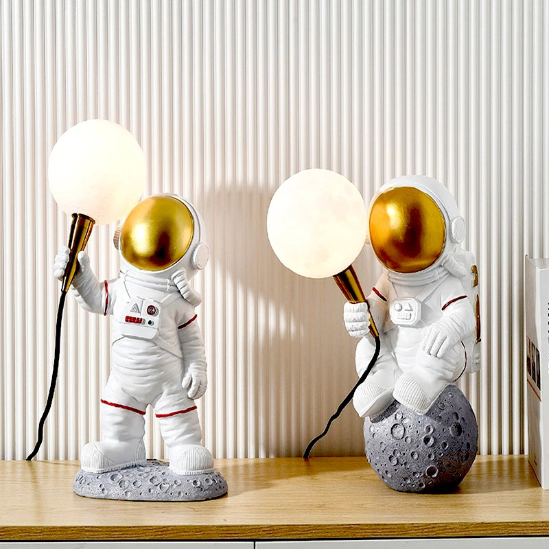 Cartoon Creative Astronaut Table Lamps Children's Room Bedroom Bedside