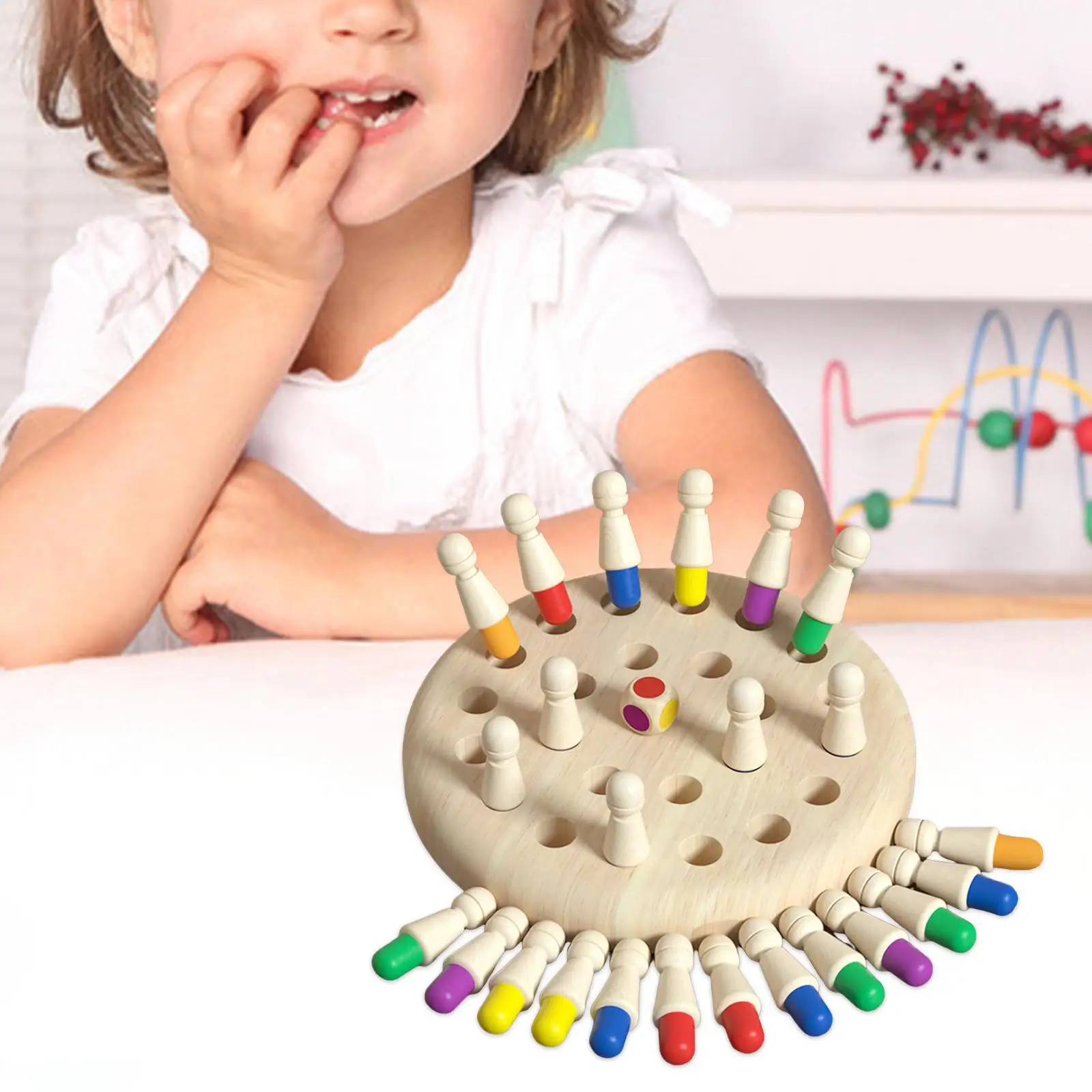 Kids Wooden Memory Match Stick Chess Fun Color Game Board Puzzles Educational ToyCognitive Ability Learning Toys for Children