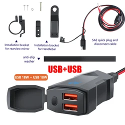 High - Speed Dual USB Motorcycle Charger with Voltmeter - Waterproof and Durable (Dual QC3.0)