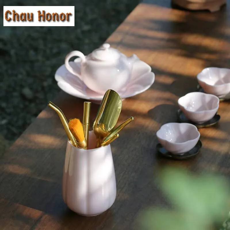 Boutique Jade Mud Cherry Powder Tea Six Gentlemen Ancient Tea Tool Set Household Teaware Utensils Tableware Accessories Craft
