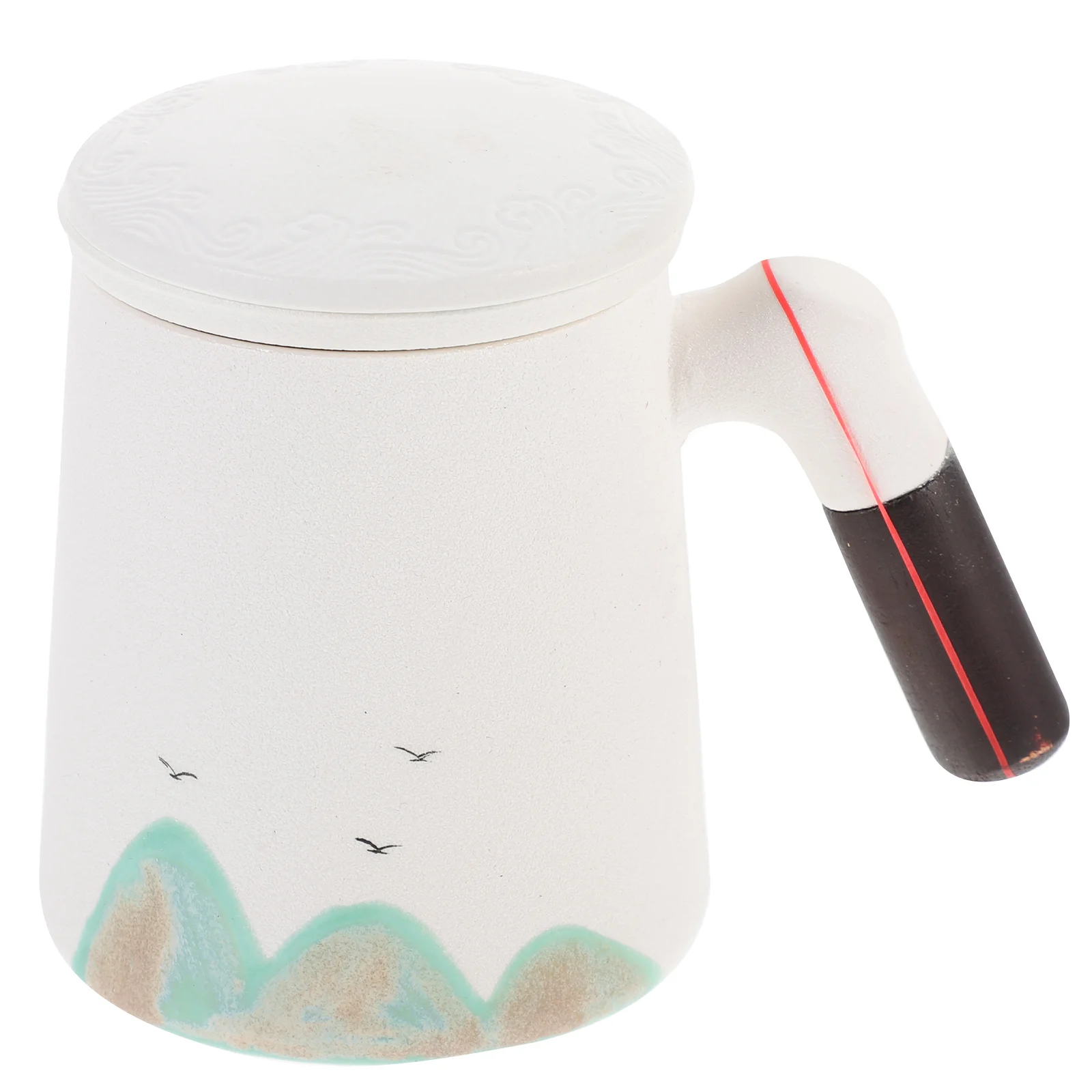 

Wooden Handle Tea Cup Ceramic Coffee Mug Handheld Household Small Water Ceramics With Infuser Office Portable