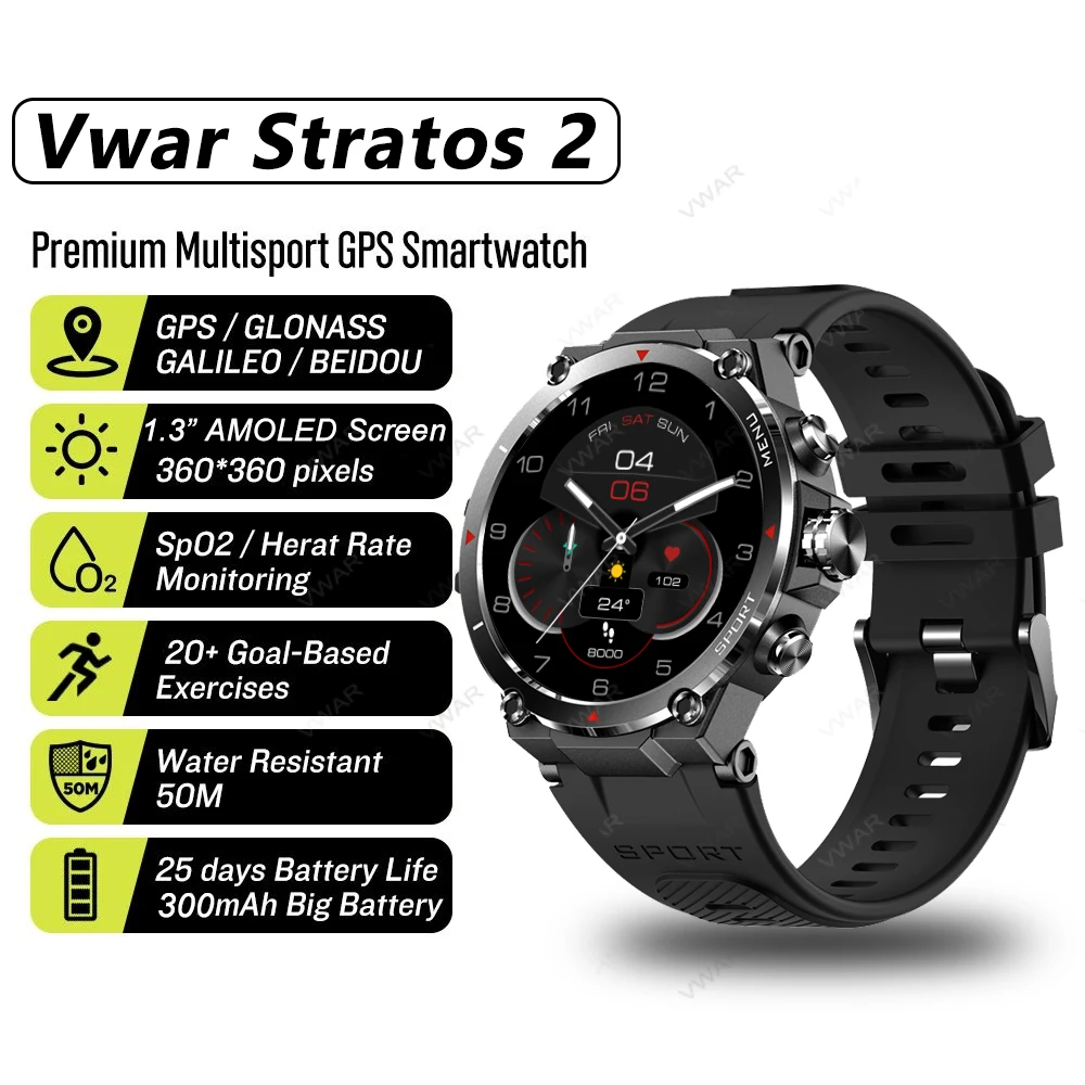 2022 새로운 GPS 스마트 워치 군사 AMOLED 5ATM IP68 방수 긴 배터리 수명 전술 SmartWatch 혈액 산소 ...