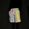 Fashion Holographic Men's Black Reflective Rave Rainbow Shorts Festival Party Psychedelic Shorts 1