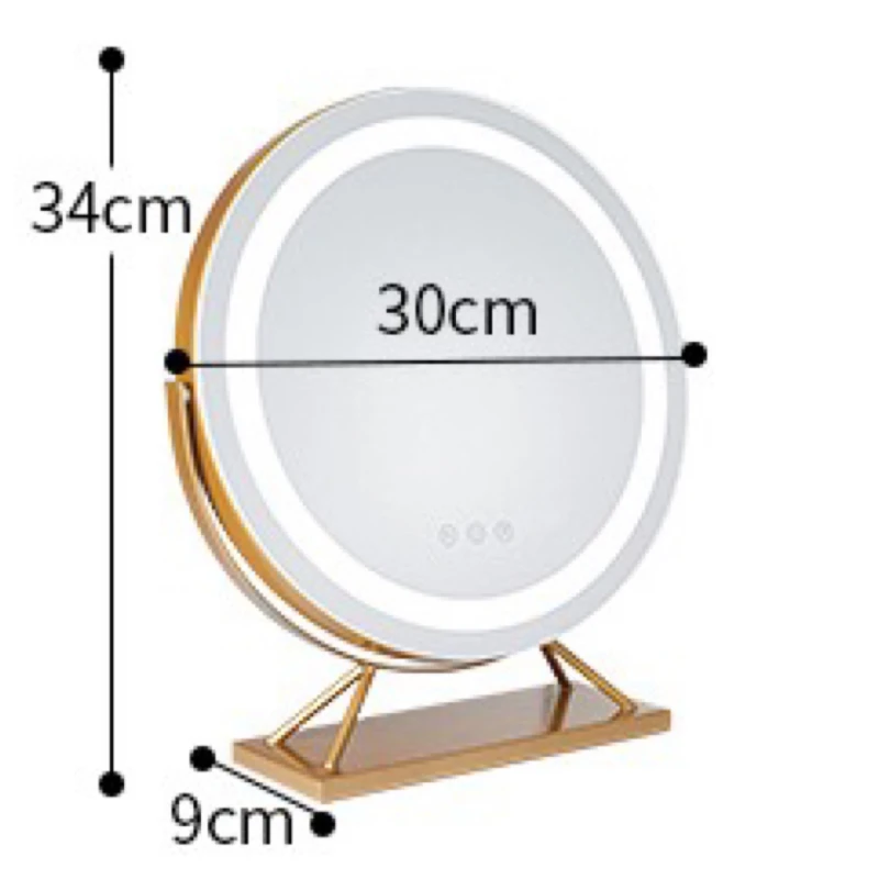 LED Lighted Circle Mirror Round Tabletop/Desk Mirror 3 Color Dimmable Lighting Modes with 15x Magnifying Spot Make up Mirrors images - 6