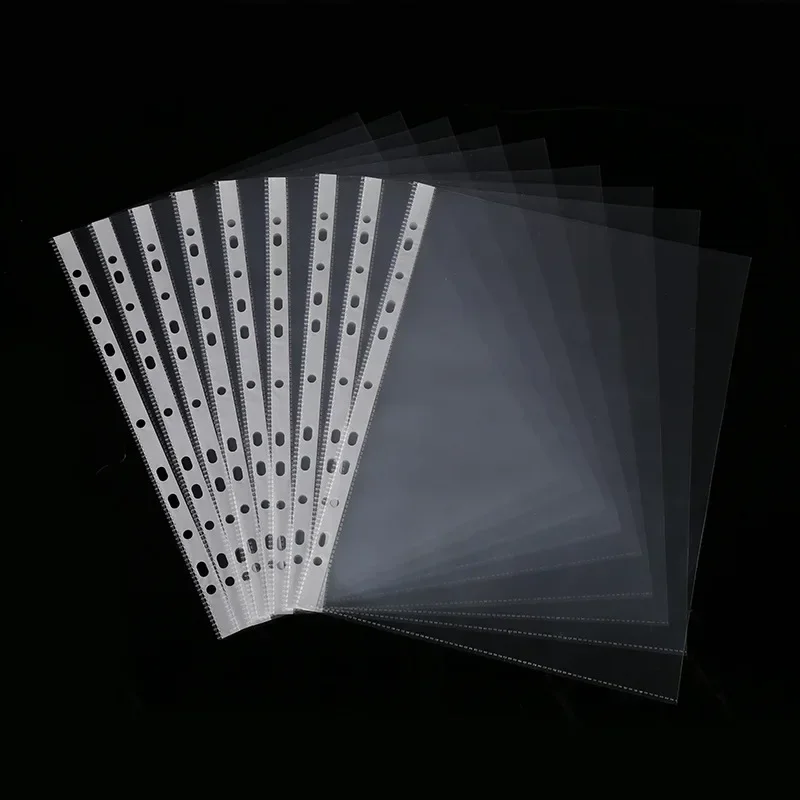 Document organizer 100pcs A4 Sheet Protectors 11holes Transparent Plastic Bag Paper Organizer Document Bag Clear File for Loose Leaf Documents