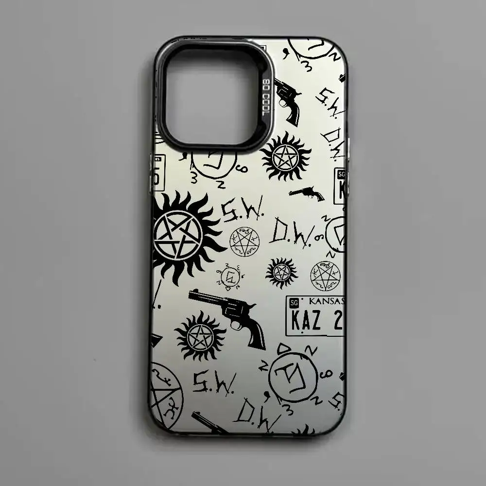 TV-Serie S-Supernatural Handyhülle in Silber für iPhone 17 16 16e 15 14 13 12 11 Pro Max Plus – Detail 4