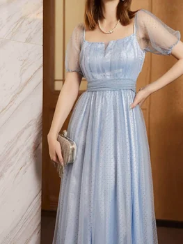 캐쥬얼 우아한 슬림 섹시 드레스, 신상 여성 롱 드레스, 서스펜더 스퀘어넥 드레스, 칵테일 파티 드레스, 2023