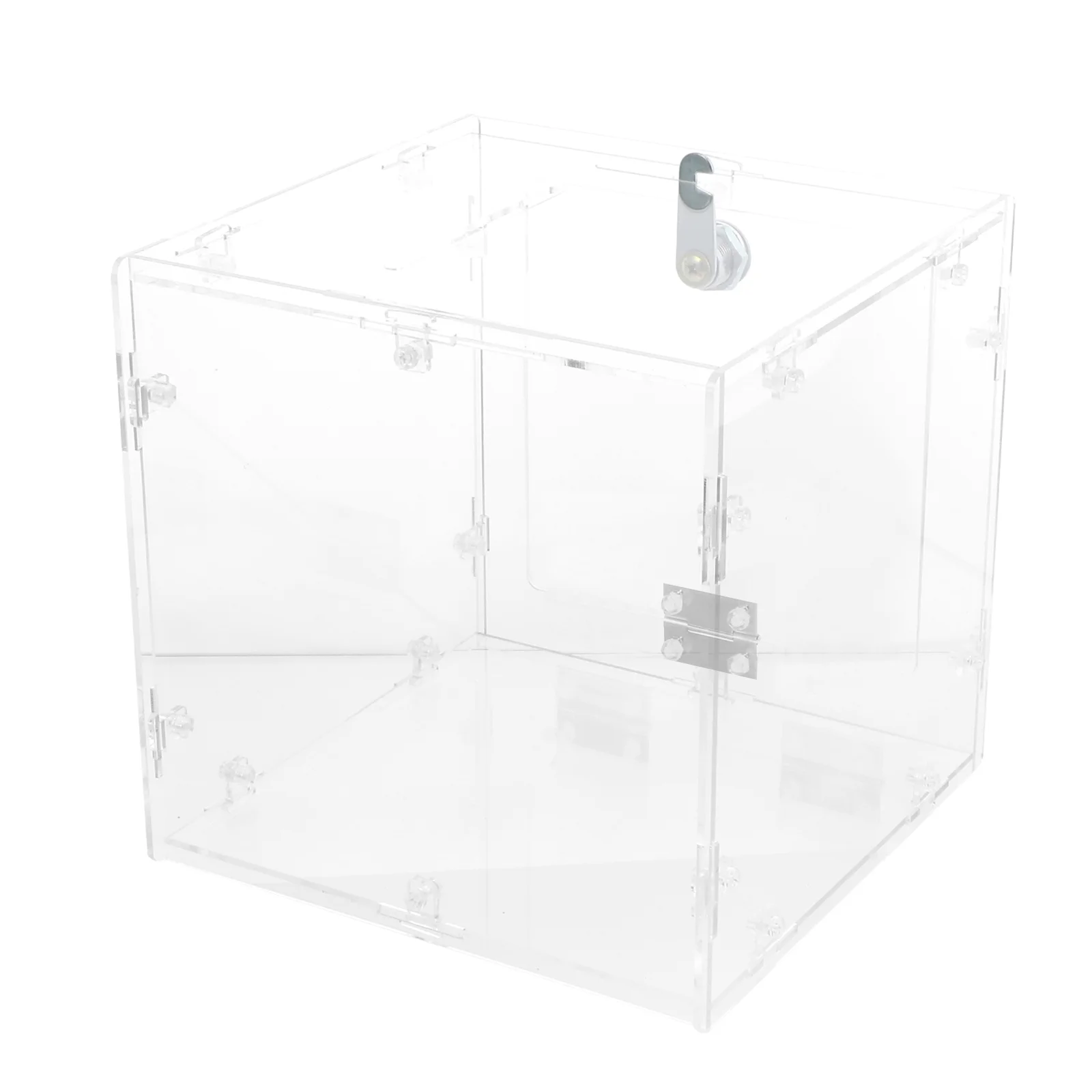 Ballot Display Box Donation Box with Easy Open Door Box with Lock for Voting Charity Suggestion Container