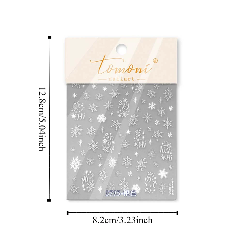 Nail Accessories Christmas Snowflake Nail Sticker 5D Bronzing Diamond Shell Light Christmas Diamond Nail Decal New Year