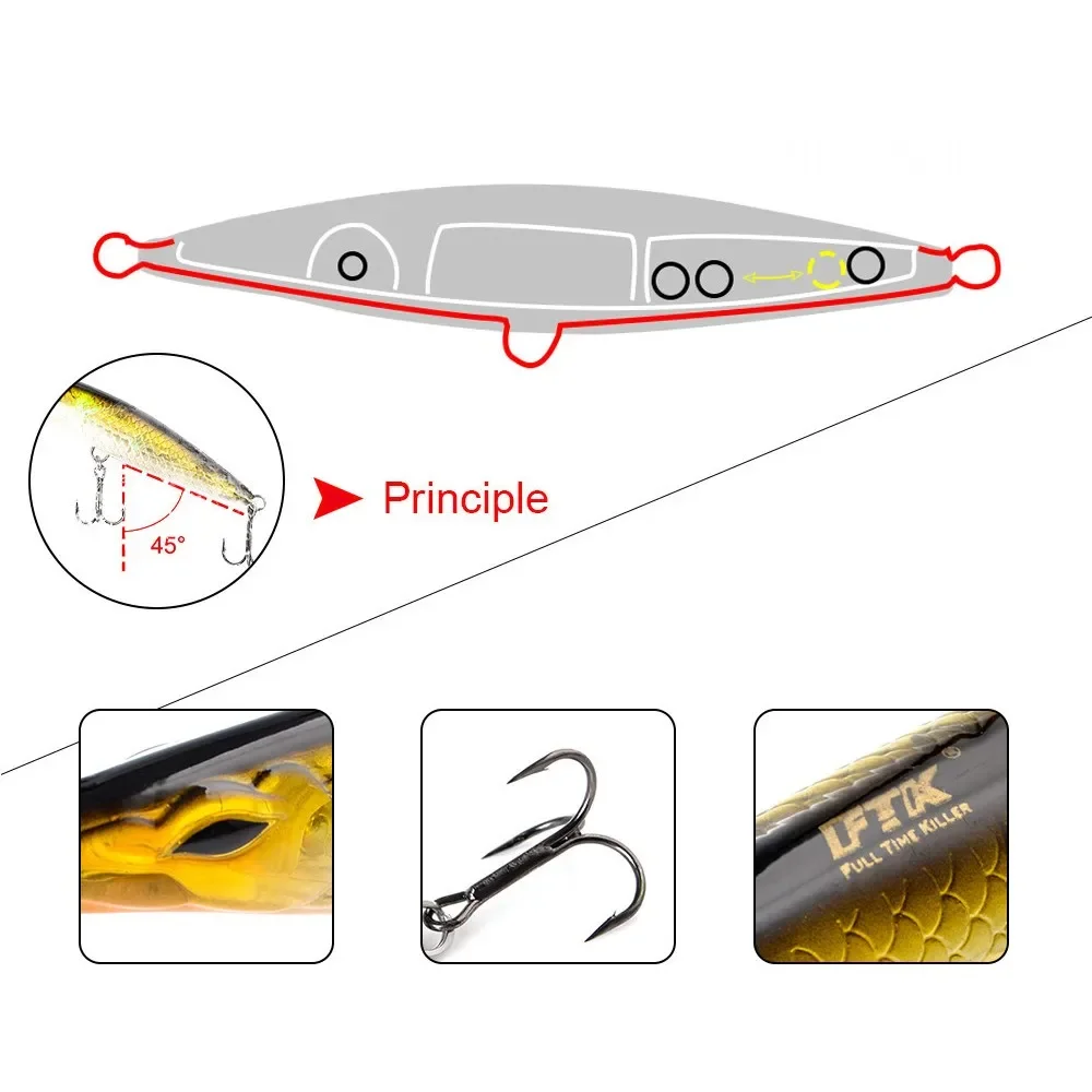 Teknik-Leurre Flottant de Type Stickbait, Appât Artificiel Idéal pour la Pêche en Surface, au Bar ou au Bonitos, 90/2024/110mm, 130