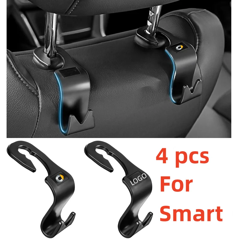 4 Pcs Car Rear Seat Item Rack Shelf Storage Hook Staffa Sticker Per Smart Fortwo Forfour 451 453 450 Accessori