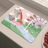 Cartoon rabbit illustration Printed Dish Drying Mat Super Absorbent Coffee Drain Pad Tableware Quick Dry Rug 4