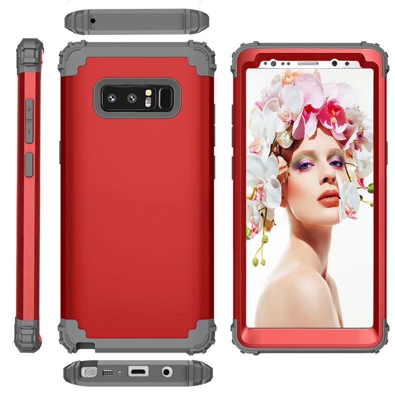 מקרי טלפון עם מסך מגן לסמסונג גלקסי הערה 10 9 8 S10 S9 S8 בתוספת S10E מחשב TPU 3 שכבה היברידי עמיד הלם מלא כיסוי