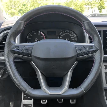 Coprivolante per auto per SEAT Leon IV Ateca Tarraco 2020-2022 Ibiza 6F Arona 2021-2022 In pelle per volante avvolgente