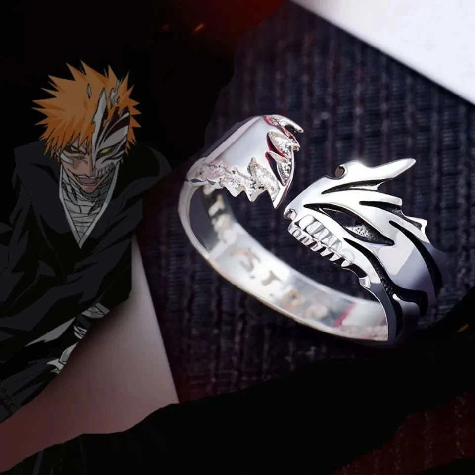 

1PCS Anime Kurosaki Ichigo Rings Cosplay Props Jewelry Accessory Unisex Couple Ring Adjustable Gift Halloween Costume Props