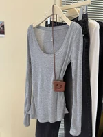 Slim Fit Long Sve U-Ne Sun Protection Cover up T-irt Women's Korean Sle Thin Micro Translucent Outdoor Air Condition...