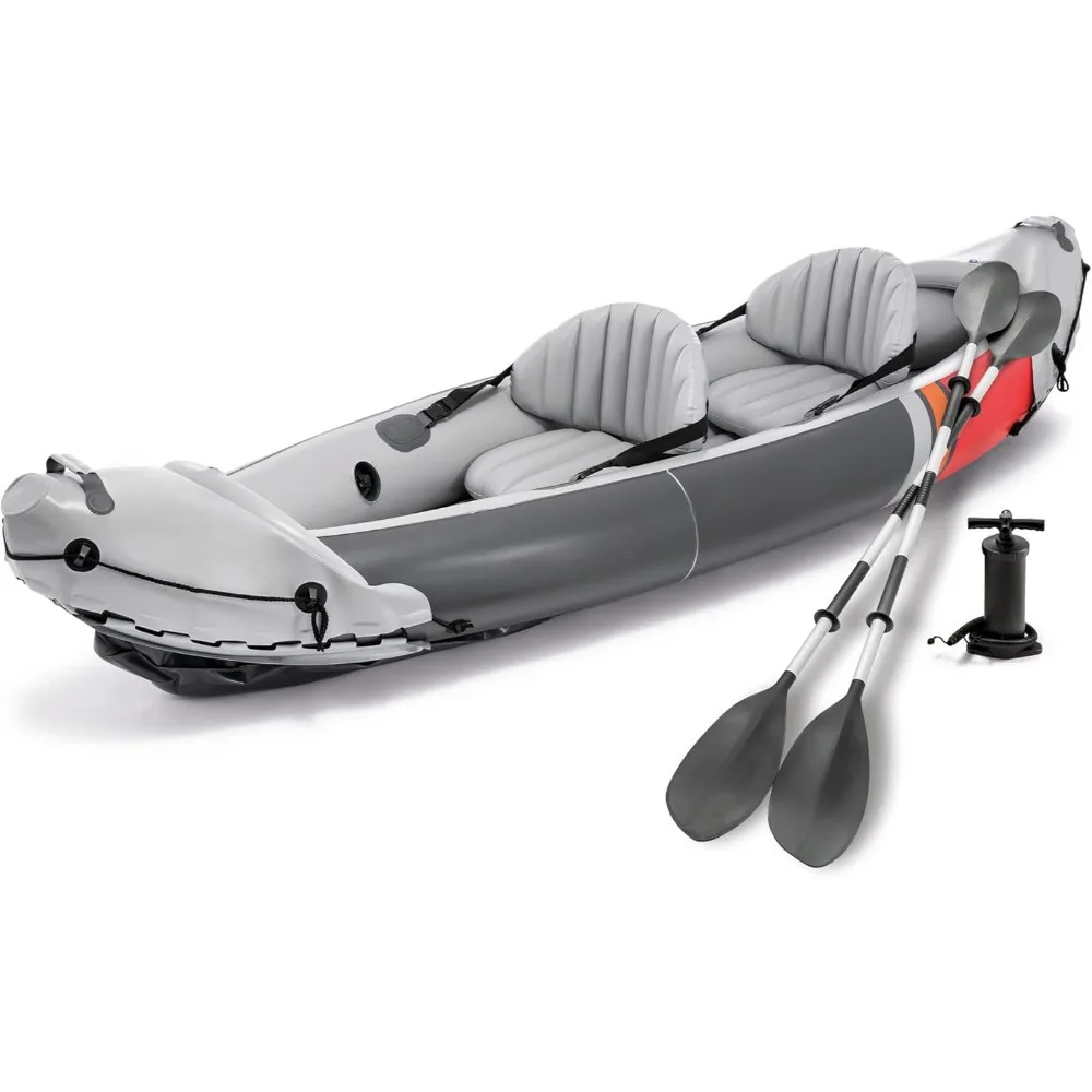 

Inflatable Kayak, Vinyl Kayak and Accessory Kit , Air Pump, and Carry Bag, Gray and Red Inflatable Kayak