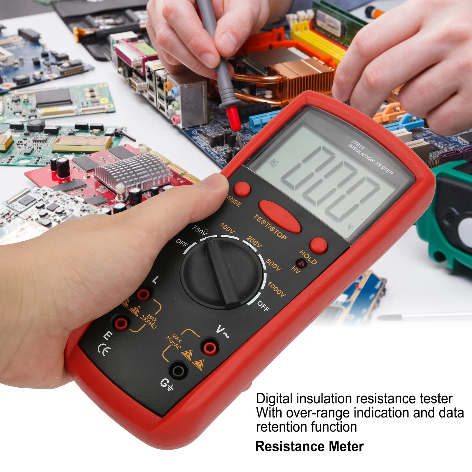 IT811 Insulation Resistance Meter with LCD Display Digital Megohm Tester Electrical Tools LCD Resistance Tester