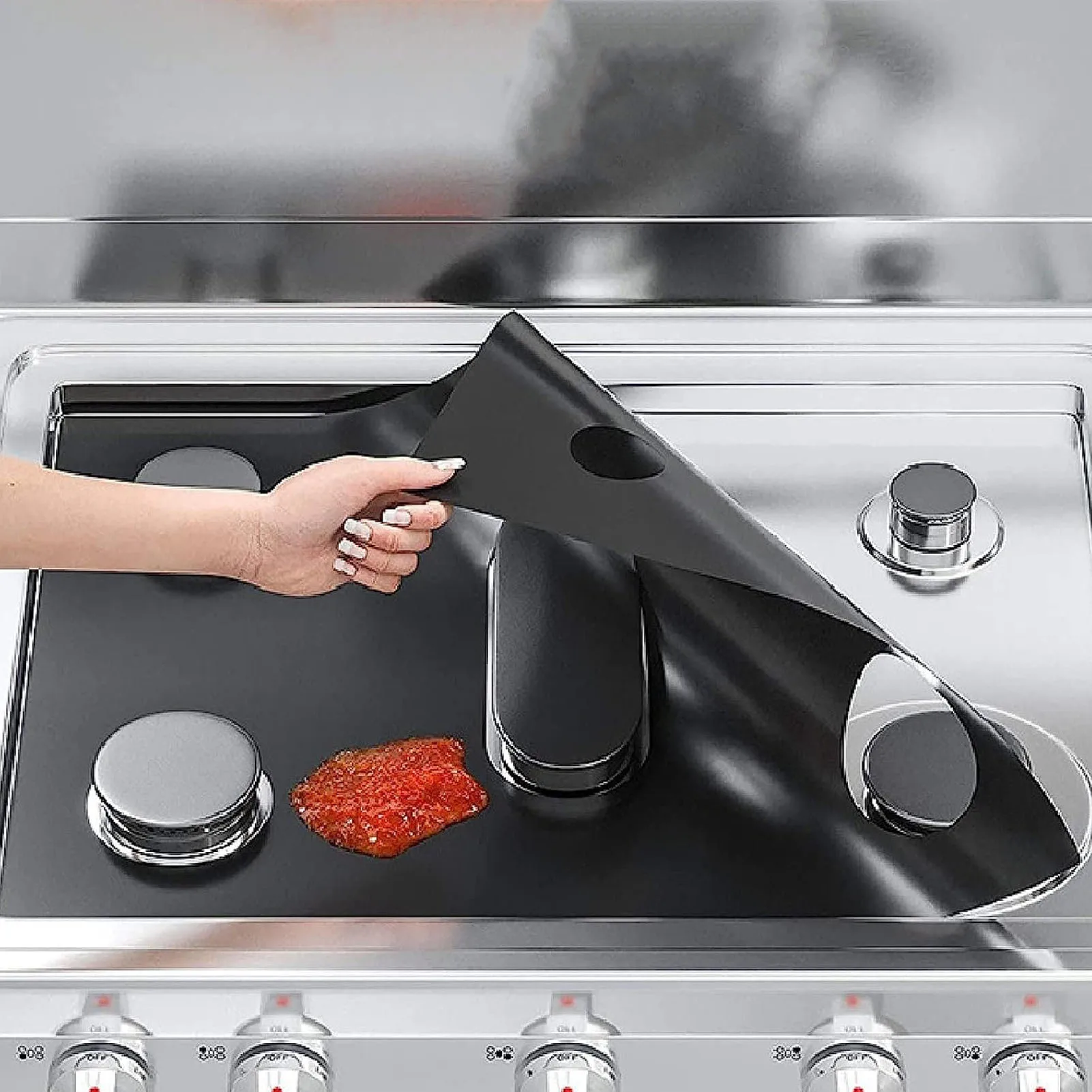 Gas Stove Protector Pot Pan Protectors Stove Top Cover Protector PTFE Reusable Washable Heat Resistant Oil-proof Gas Stove Liner Guard Clean Mat Pad for Gas Range