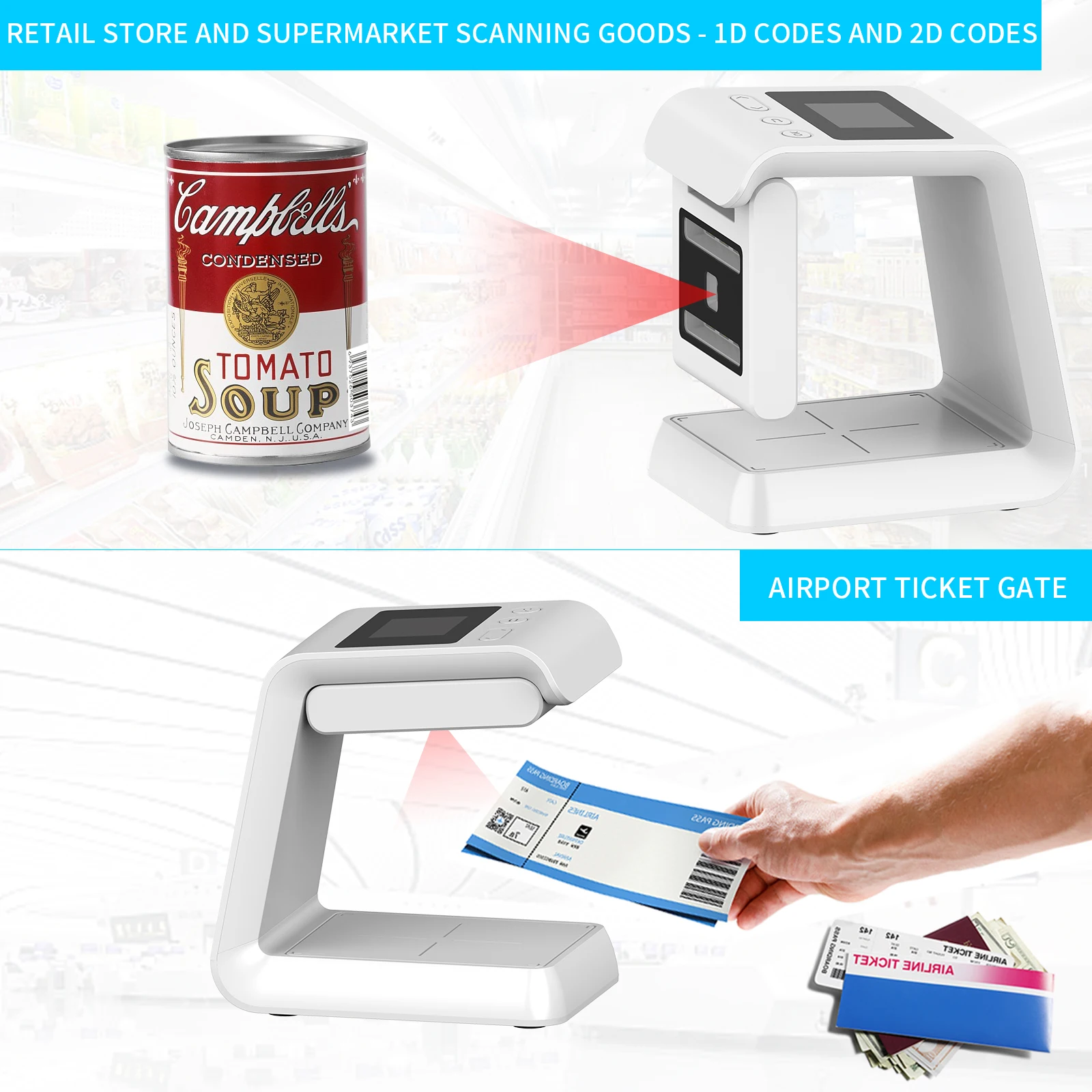 Portable Bluetooth Barcode Scanner for Airport Use &ndash; Scan Passports, IDs, and NFC Documents Efficiently