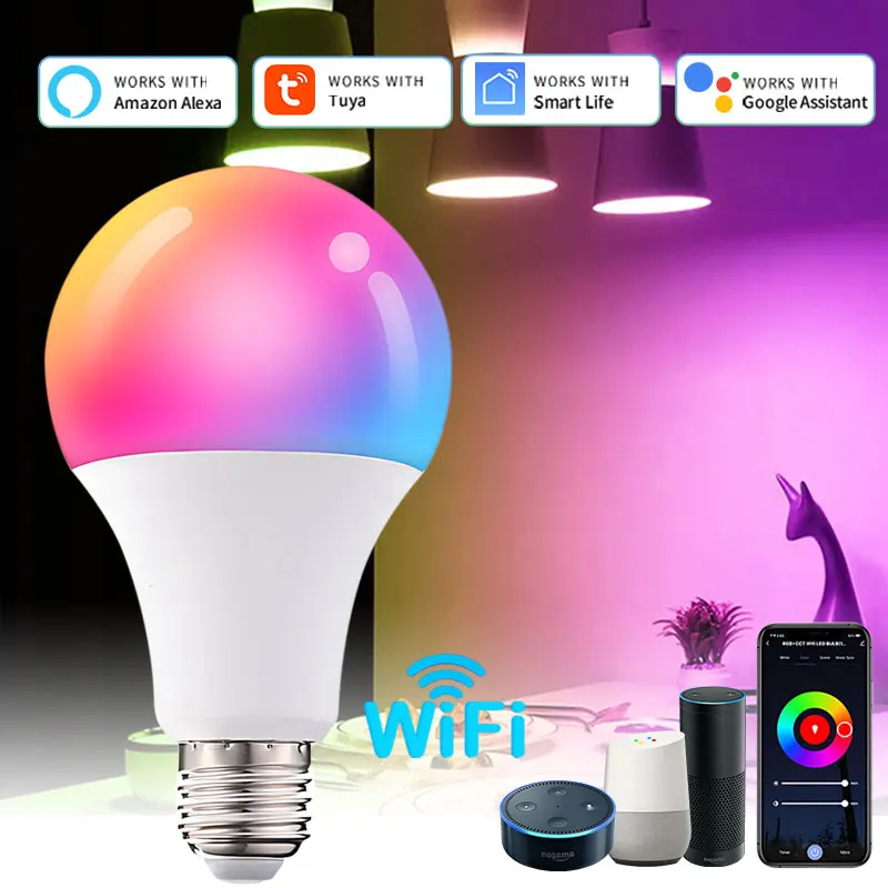 Smart led light bulbs Tuya AC 220V 110V Smart WiFi LED Light Bulb E27 10W 15W 20W Alexa LED Lamp Smart Life APP Google Assisatnt Echo Voice Control