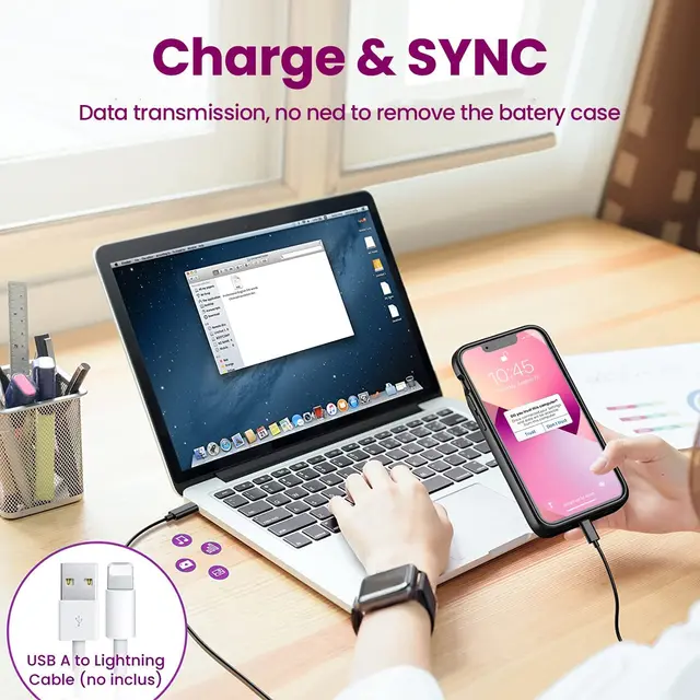 thumbnail image 2 of NEWDERY 4700mAh Battery Case For IPhone 13 Mini / 12 Mini - Wireless Charging, Headphone Support, Extra Power Pack | 5.4" Only 2 of 14