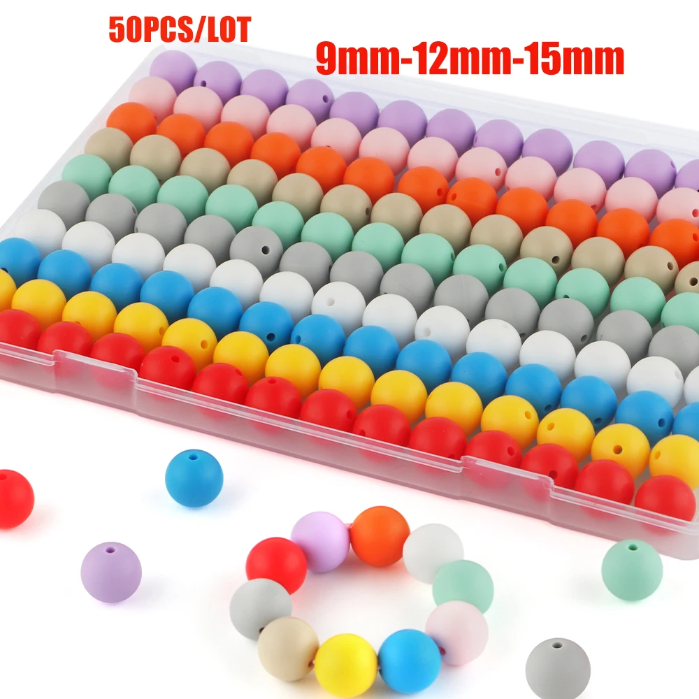 Silicone Beads Baby Teething Silicone Teething Necklace 50pcs